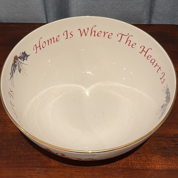 Lenox Winter Greetings Sentiment Bowl  "Home is Where the Heart Is" Original Box - Picture 6 of 16